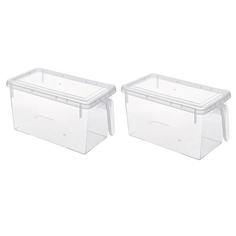 

New 2 Pack Kitchen Fridge Freezer Storage Reusable Containers with Sturdy Handle to Keep Fresh for Meat Fruits