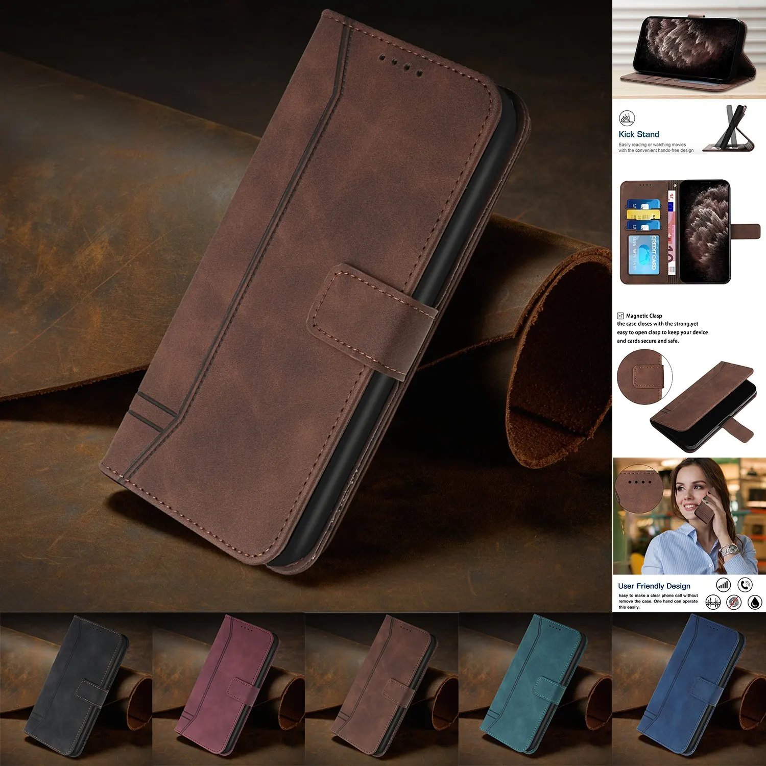 

Phone Case Card Stand Slot Phone Cover For VIVO Y21 2021 Y33S Y21S Y20 Y12 Y12S Y53S Leather Flip Wallet Case