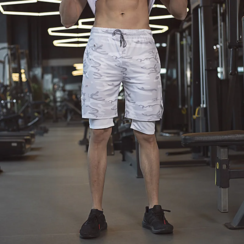 Шорты мужские спортивные двухслойные дышащие эластичные быстросохнущие для