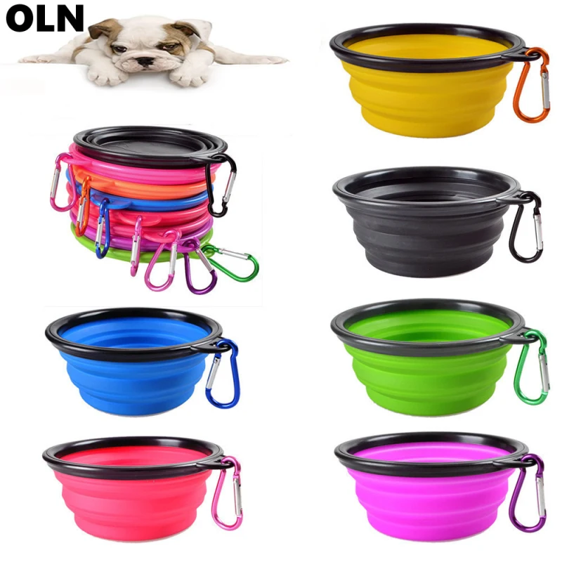 

Pet Silica Gel Bowl Dog Cat Collapsible Silicone Dow Bowl Candy Color Outdoor Travel Portable Puppy Food Container Feeder Dish