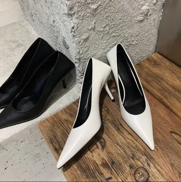 

Luxury Fluorescent Green Shallow Shoes Women Sexy Pointed Toe Stiletto Heel Top Leather Pumps Women Banquet Dress Shoes