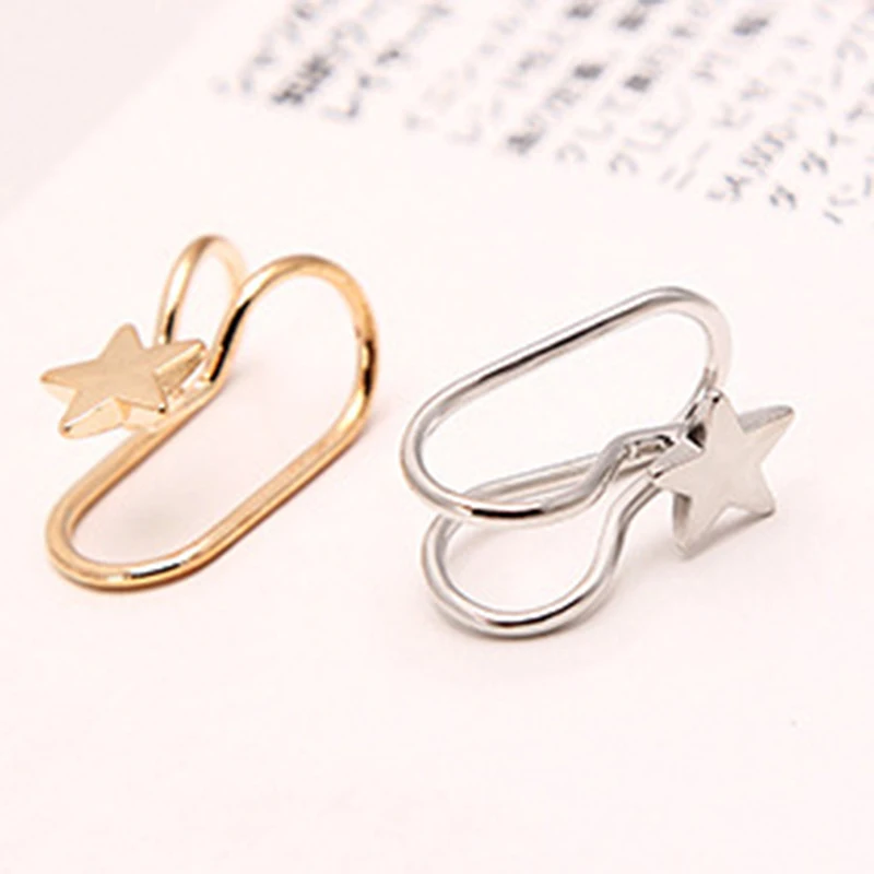 Нержавеющая Сталь C Форма крест клип уха золотые серебряные серьги клипсы для