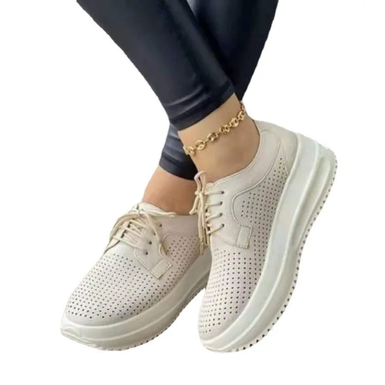 

Кроссовки женские на танкетке, повседневная обувь на шнуровке, лоферы с вырезами, обувь для бега, большие размеры