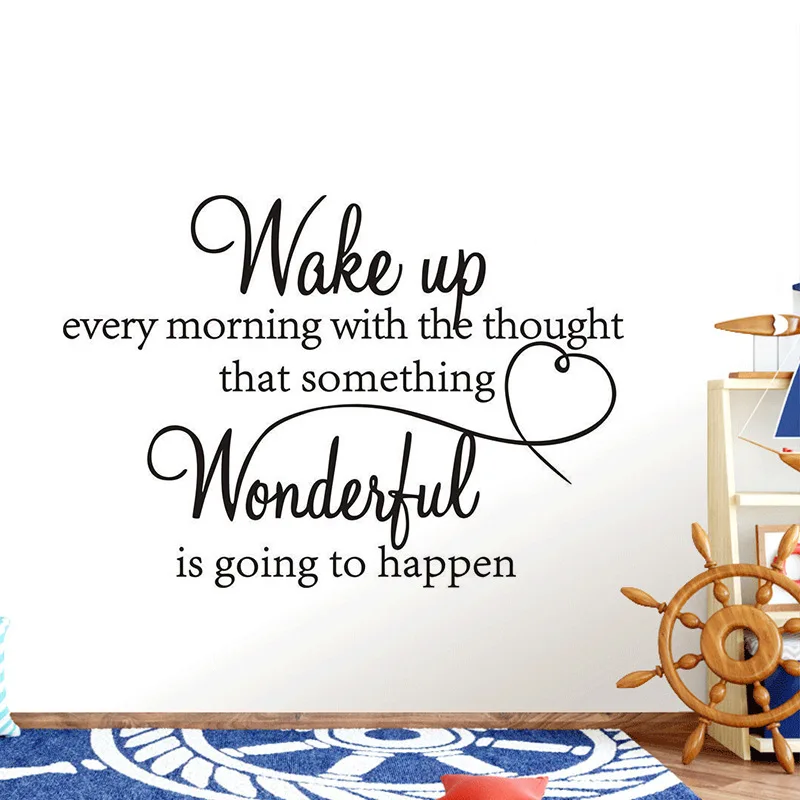 

Artistic Fonts Letters Wall Sticker DIY Art Removable Morning Wake Up Mural Bedroom Wall Decals Wallstickers Home Room Decor