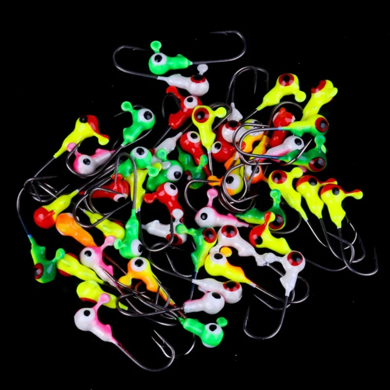 

50PCS / 32oz 2cm Lead Jig Head Fishing Hook Pancake Bait Fishing Tackle Jig Lead Head Hook Barbed Fishing Hook 5
