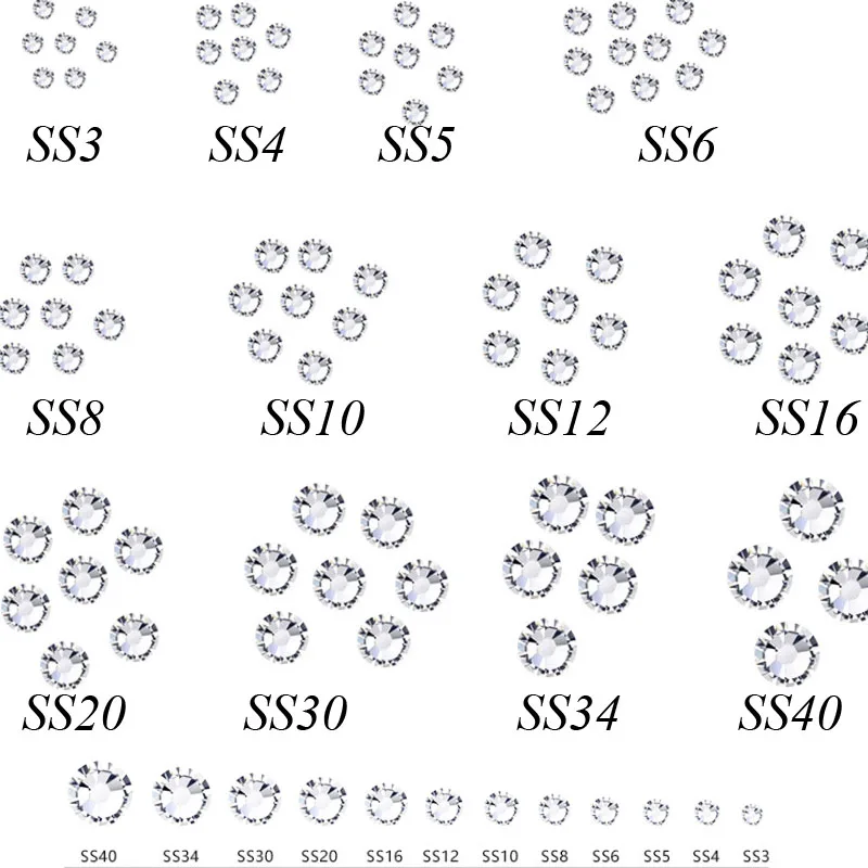 Swarovsky Multi-size Glass Nail Rhinestones For Nails Art Decorations Crystals Strass Charms Partition Mixed Size Rhinestone Set | Красота и