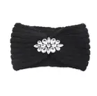 Модная цветная Зимняя повязка на голову с прозрачными кристаллами и цветами, эластичная повязка для волос, тёплый вязаный стразы, повязка на голову для женщин и девочек