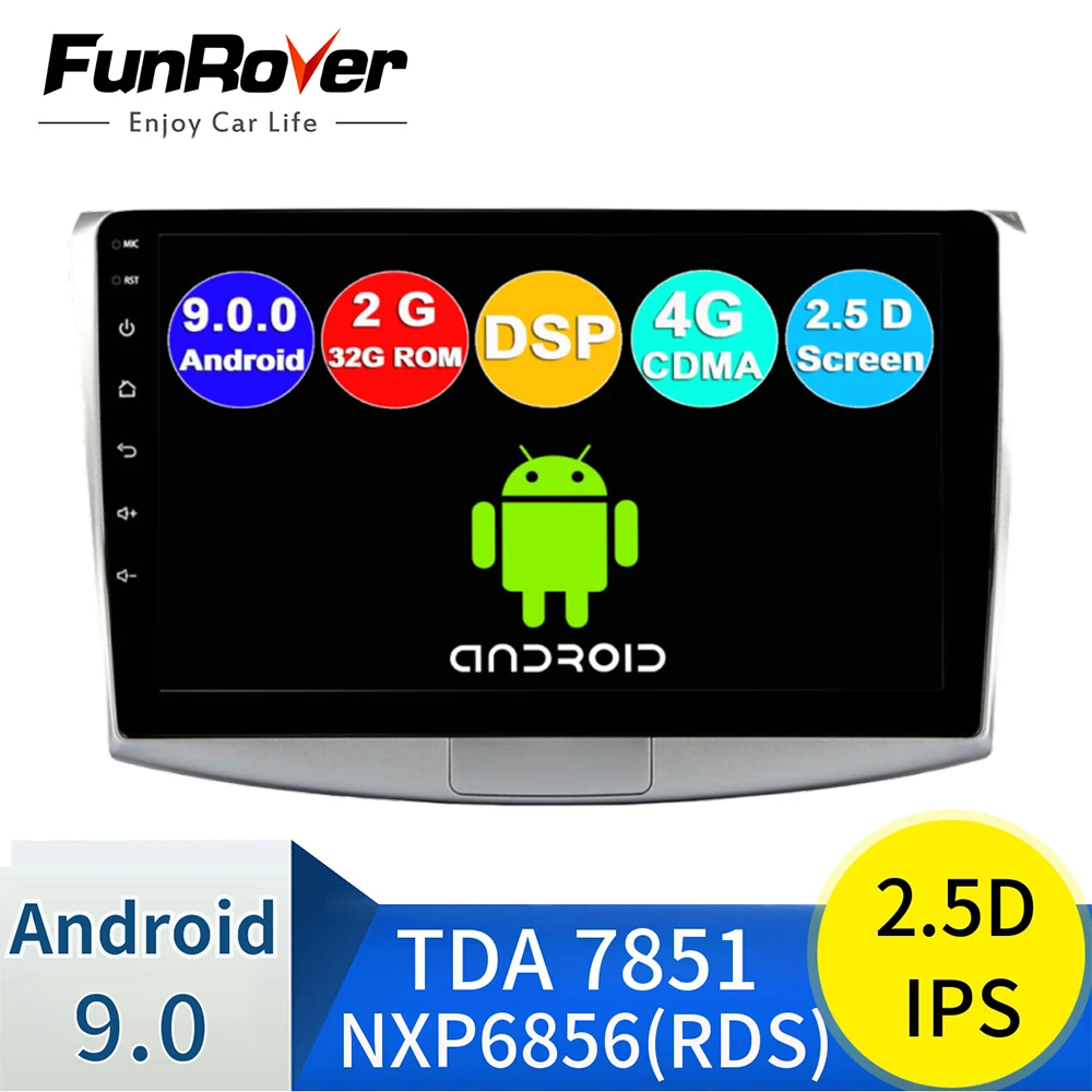 Funrover 2.5D+IPS DSP 2G + 32G Android 9 0 4G NET RDS автомобильный радио мультимедиа видео плеер для