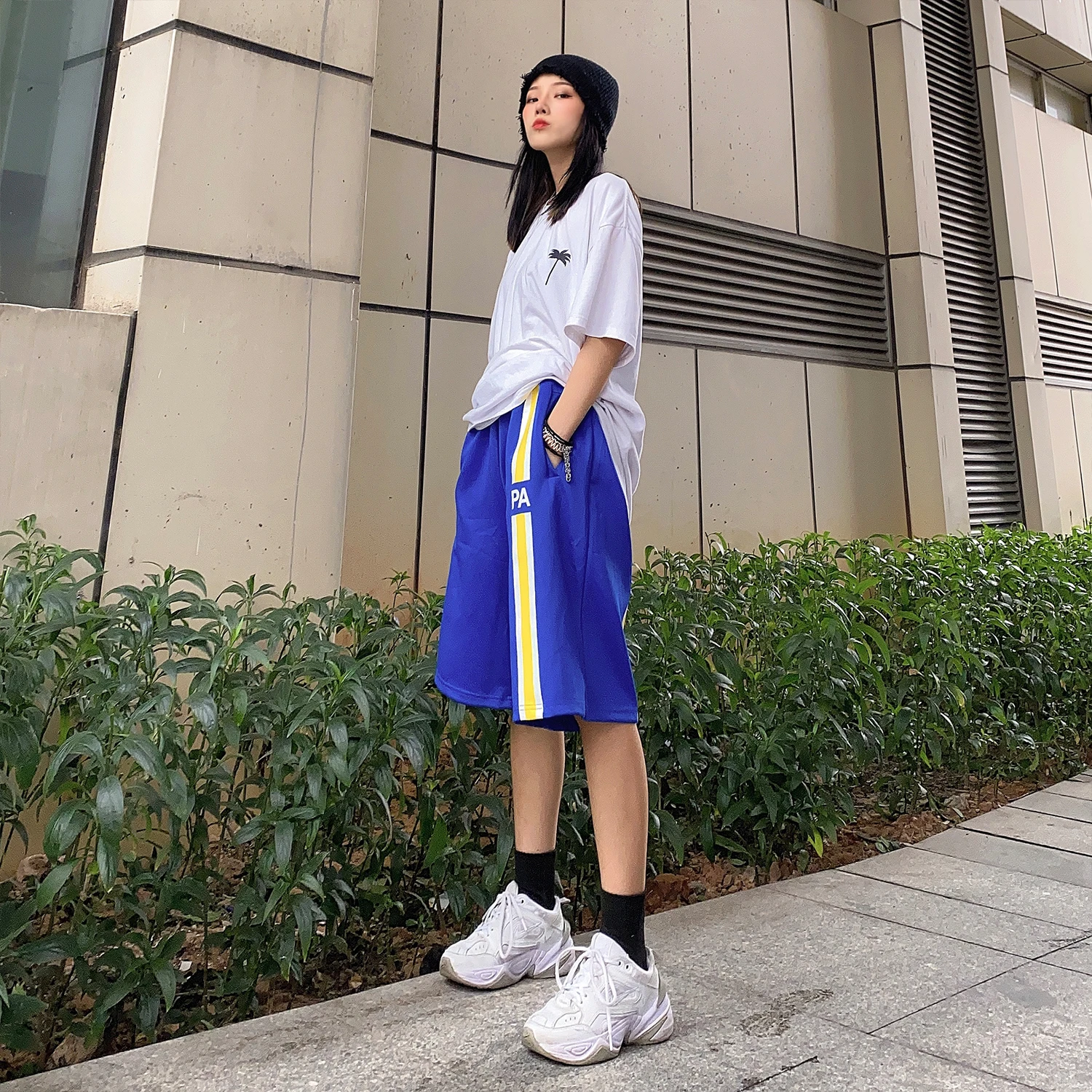 

Palm Angels yellow striped shorts high street loose men's and women's casual shorts 777545454510
