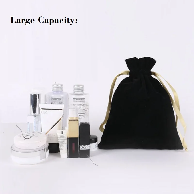 Черная косметичка на шнурке тканевый карман Портативная сумка для хранения