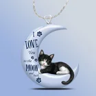Изысканное ожерелье с подвеской в виде синей Луны и кота для женщин, ожерелье с подвеской в виде полумесяца, Свадебные обручальные украшения, подарок для дочери
