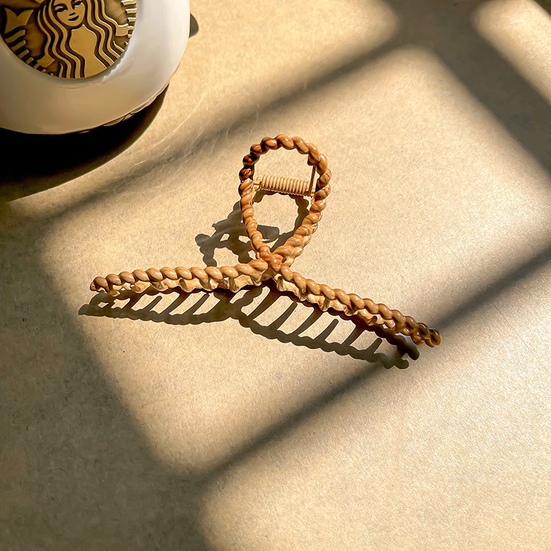 Кофейный полый металлический зажим для волос заколка-краб заколка женщин