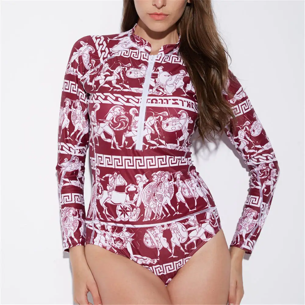 Рашгард с длинным рукавом женский купальник на молнии Roam Print одежда для серфинга