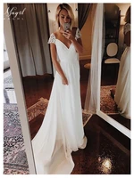 mngrl retro simple wedding dress v neck sleeveless white chiffon 3d flower bridal dresses tail plus size wedding gown
