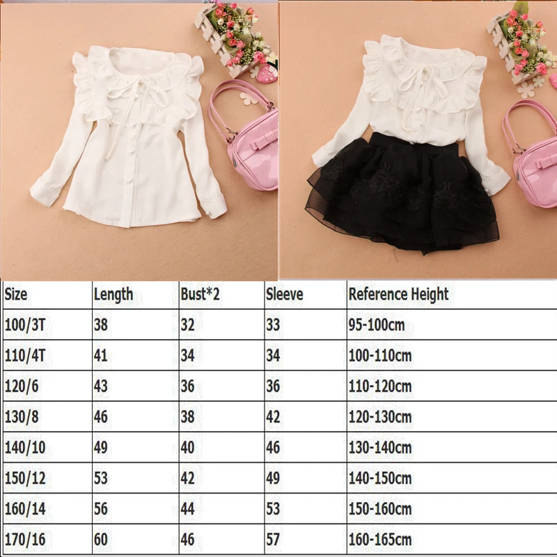 Топы с длинными рукавами для девочек, школьные блузки осенние подростковые рубашки с круглым вырезом и листьями лотоса Милая шифоновая одежда принцессы для От 2 до 16 лет