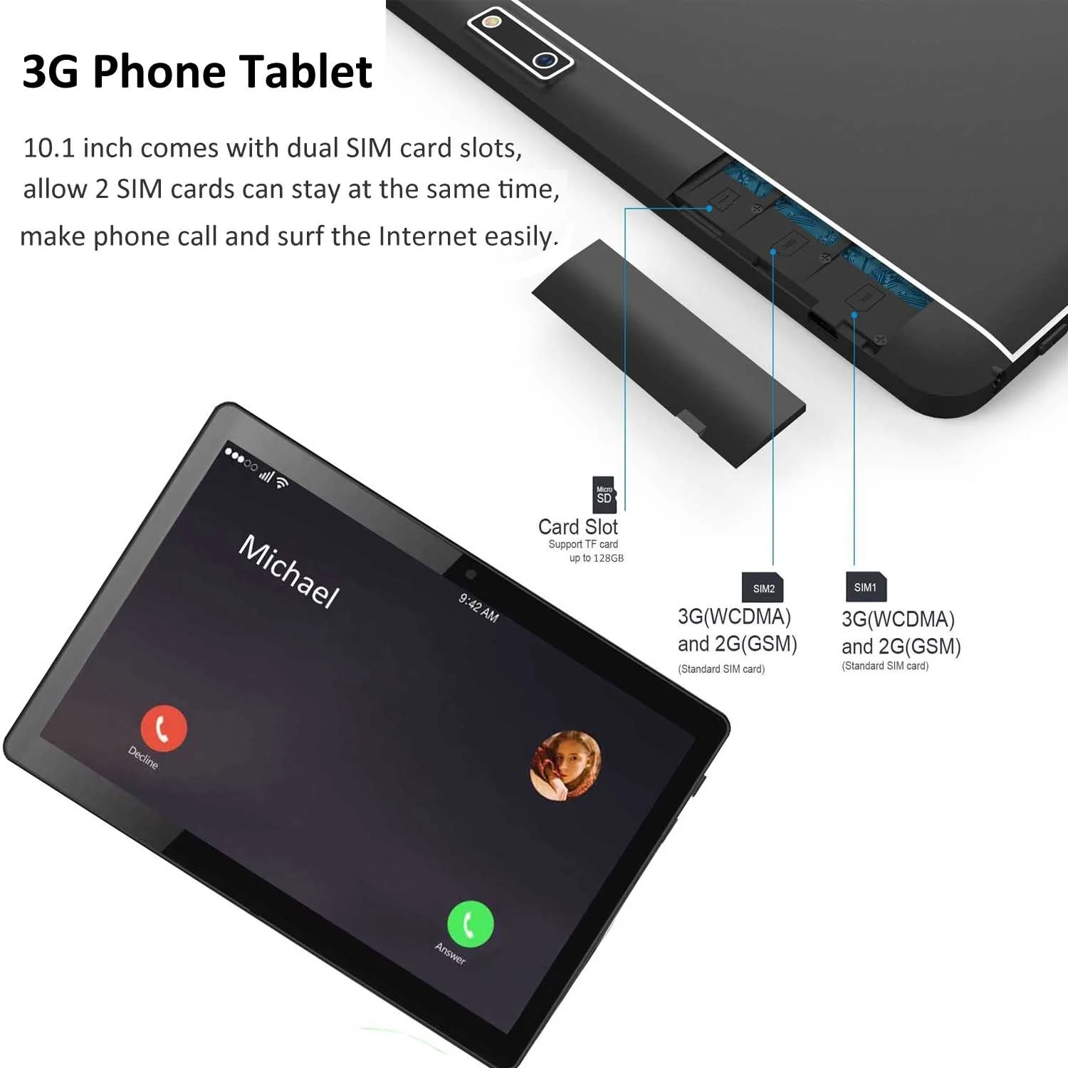ZKT1002 10,1 дюймовый планшетный ПК планшет на Android 1280*800 ips 2 ГБ 32 ГБ Dual SIM 3g четырехъядерный Android 7,0 WiFi
