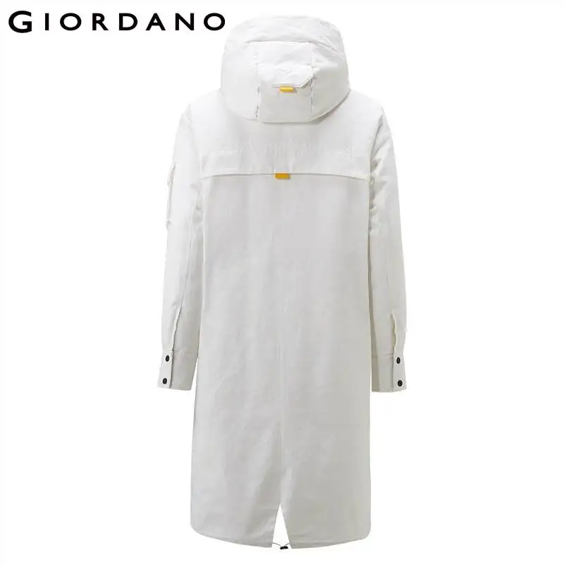 Женский пуховик с капюшоном Giordano белая куртка-пуховик средней длины из хлопка