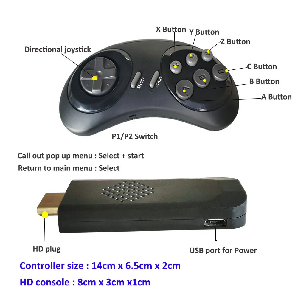 HD Game Stick 16 Bit Video Consoles Built in 688 Retro Games For Sega Genesis Mini 4K Wireless TV Console | Электроника