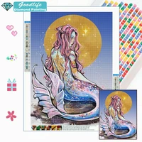 5d diy diamond painting cartoon pink mermaid mosaic embroidery drill cross stitch art handicraft rhinestone home decor gift
