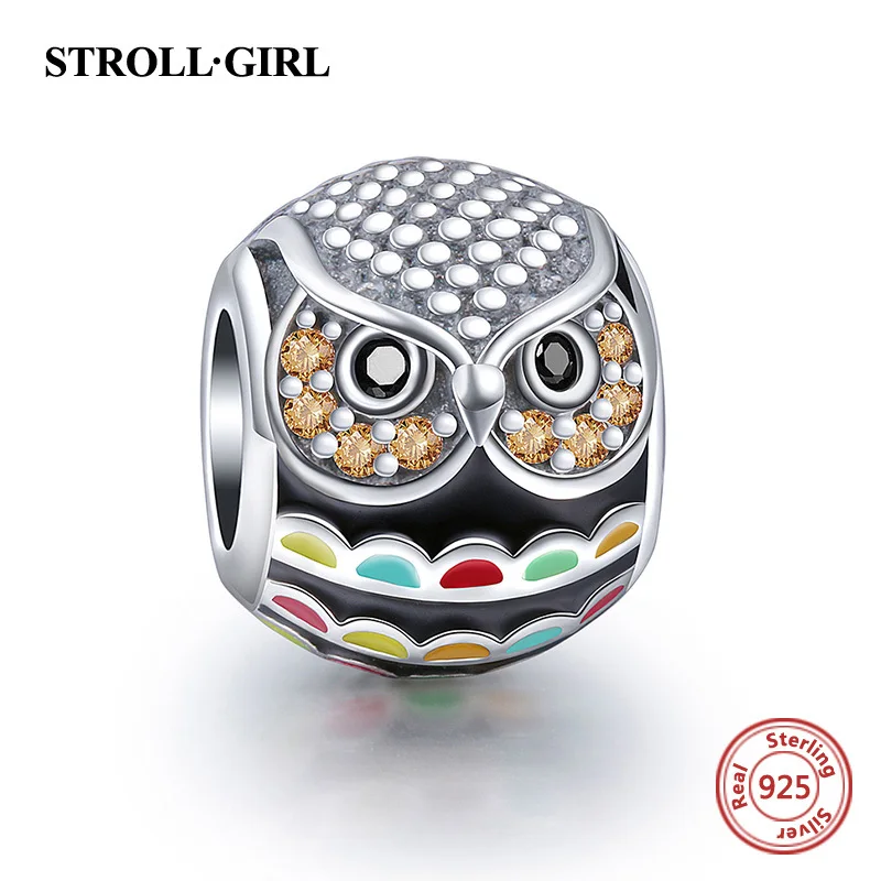 Fit Pandora Талисманы Браслеты оригинальный 100% Серебро 925 новые милые животные Сова