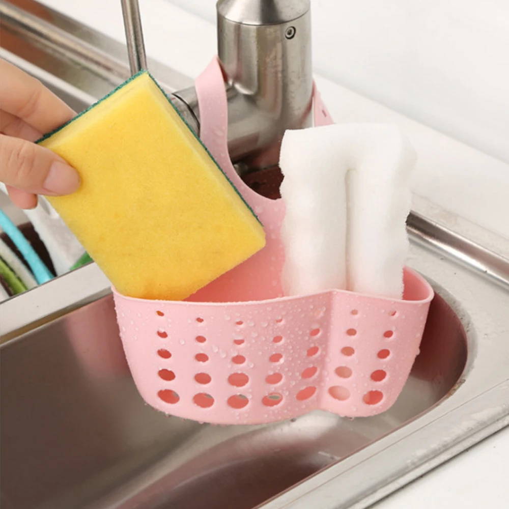 Home Storage Drain Basket Kitchen Sink Holder Adjustable Snap button Soap Sponge Hanging Bag Accessories | Дом и сад