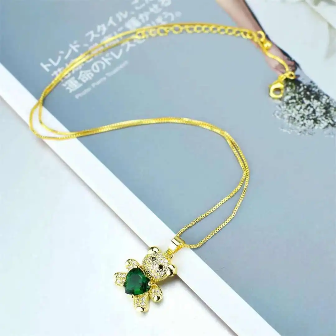 Женский кулон в виде медведя из циркония европейском и американском стиле |