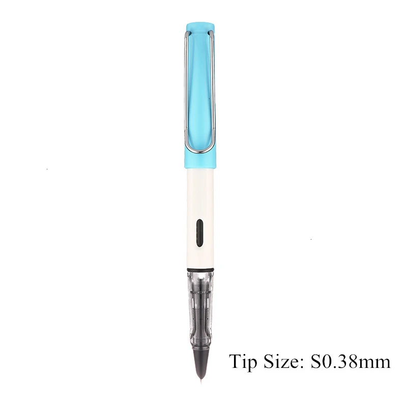 Blue-S0.38mm 0,38/0,5 мм Высококачественная цветная пластиковая перьевая ручка, чернильные ручки для каллиграфии, Подарочные офисные канцелярские принадлежности 03930 - Цвет: Blue-S0.38mm