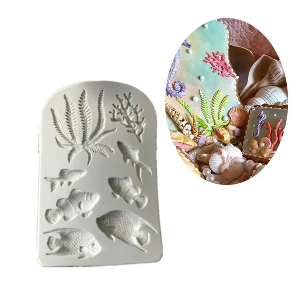 1 шт. рыба морские водоросли силиконовая форма DIY трафарет для торта cиликоновая
