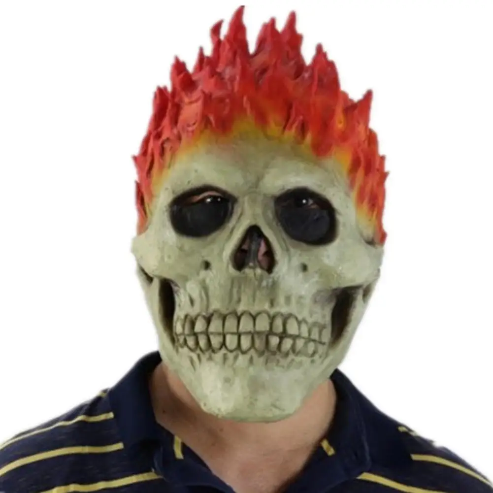 

Realistic Latex Redhead Skull Mask Headgear Halloween Party Scary Decoration Props Biochemical Zombie Horror Demon Mask