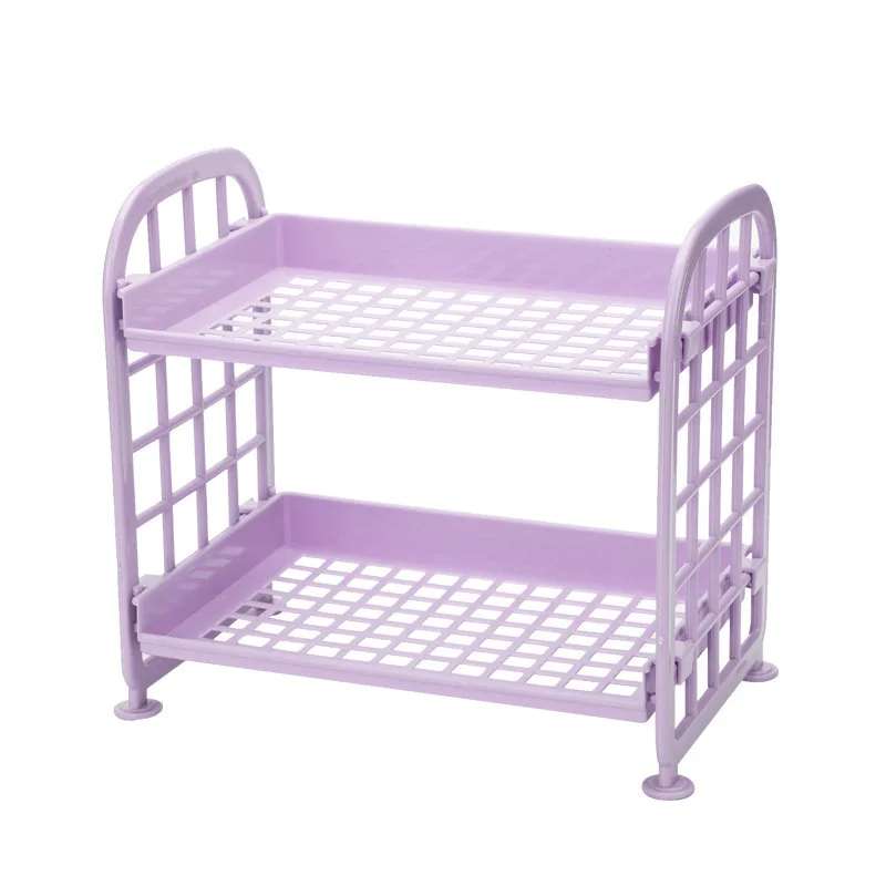 purple Пластиковая стойка для хранения Аксессуары для ванной комнаты 2 ярусная полка держатель островного типа прочный Кухня дома организационное хранение стеллажи для выставки товаров - Цвет: purple
