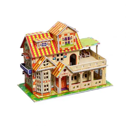 English Villa 3D бумажная доска головоломка Строительная сборка игрушка для раннего обучения детский подарок краски Развивающие игрушки для детей Новинка - Цвет: English Villa