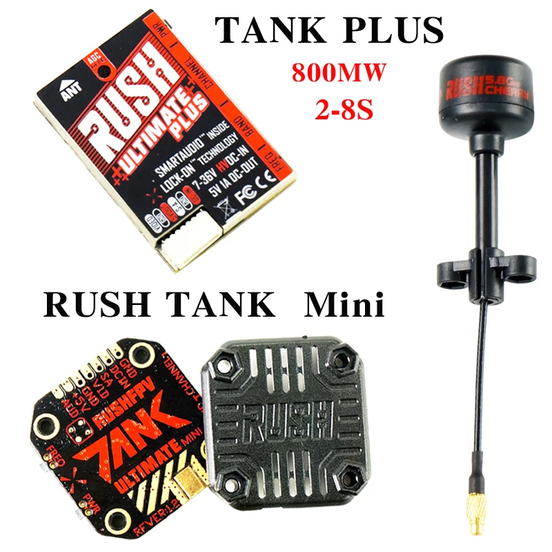 Видеопередатчик RUSH TANK Ultimate Mini/TANK PLUS VTX 5 8 ГГц 48CH 2 8s 800 МВт Smart Audio AGC MIC FPV гоночный