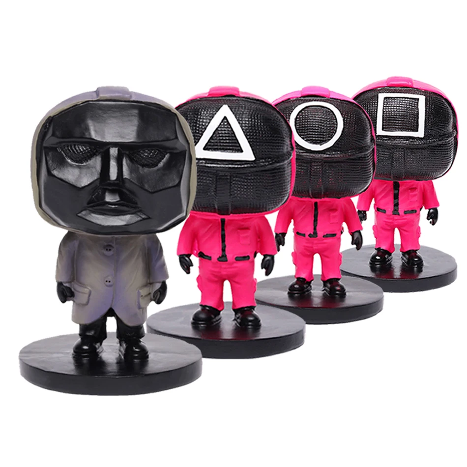 

Фигурки из игры «кальмар», маскированный человек, кукла из смолы, модель ручной работы, настольные украшения, коллекционные фигурки, игрушк...