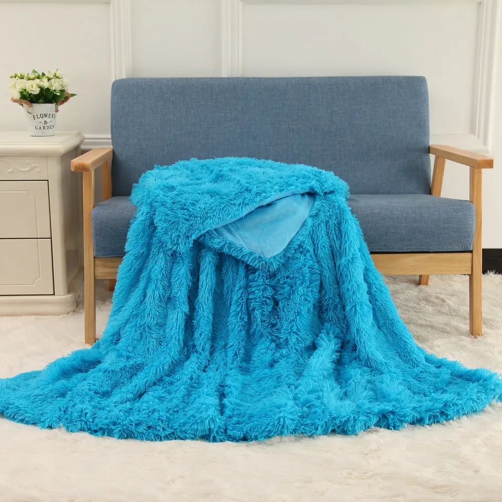 

Fluffy Blanket Long Faux Fur Coral Fleece Warm Elegant Cozy Sherpa Throw Blanket Bed Sofa Blankets Gift Soft Warm Bedding Sheet