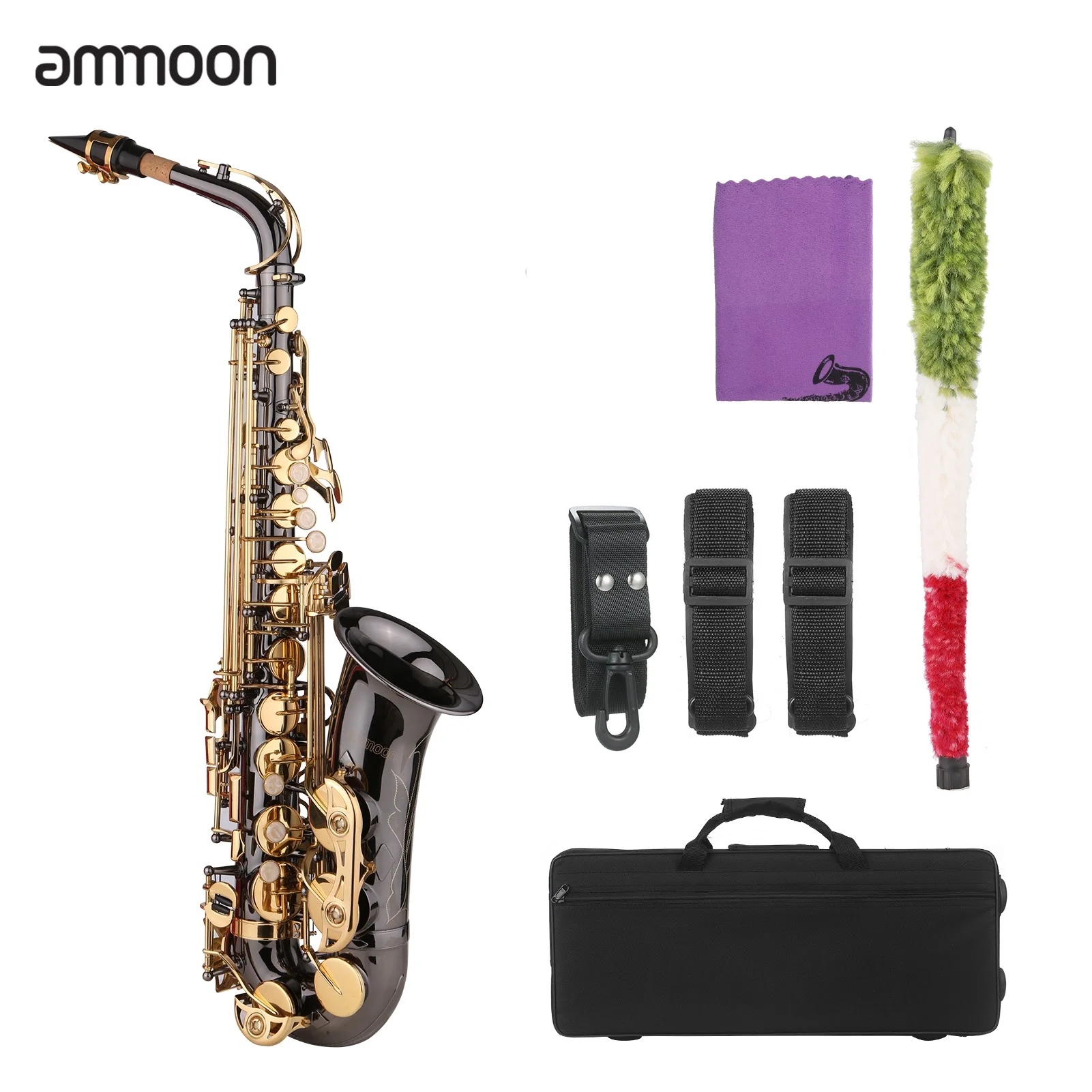 

ammoon Saxophone Eb E-flat Alto Saxophone Sax with Engraving Nacre Keys with Carry Case Polishing Cloth Brush Sax Neck Straps