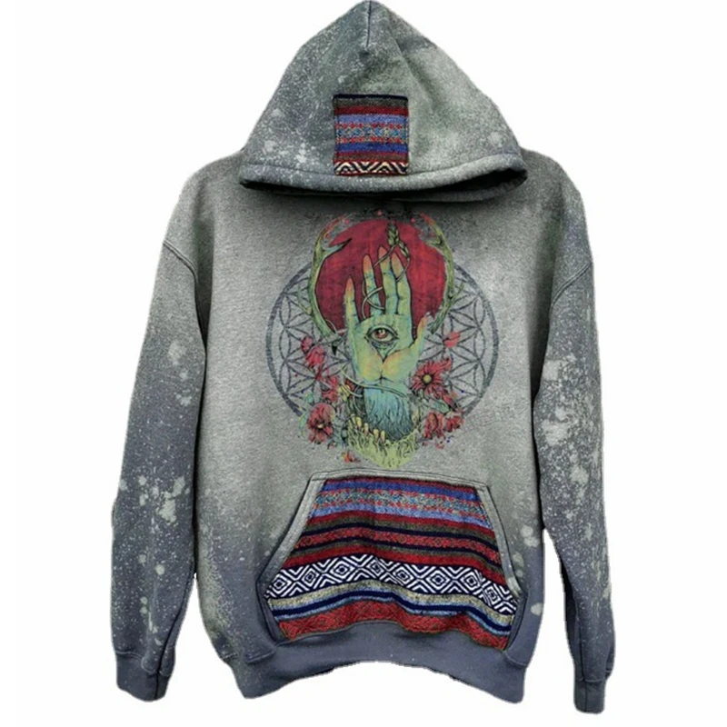 

Vintage Man Hoodies Cartoon Print Long Sleeve Sweatshirts Spring Fashion Loose Mens Chothing Lugentolo