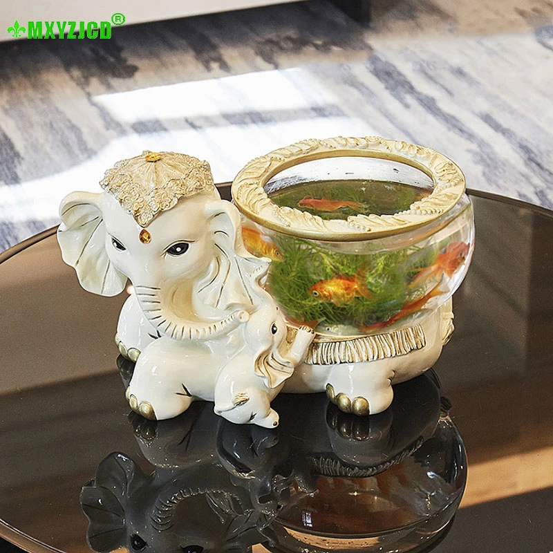 Статуя из смолы в виде слона для офиса настольное украшение аквариума домашний