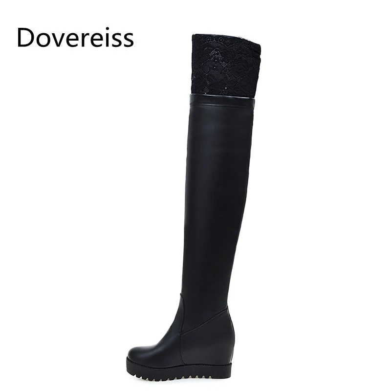 

Dovereiss модная женская обувь; Сезон Зима; Новая пикантная и элегантная однотонная одежда белого цвета, увеличивающие рост, с круглым носком, вы...