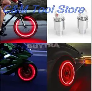 

Hot!! 2PCS bike light with battery mountain road bike bicycle lights LEDS Tyre Tire Valve Caps Wheel spokes LED Light Red Blue