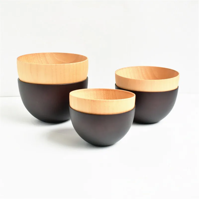 Креативная миска для риса салата по дереву простая Большая Круглая Деревянная