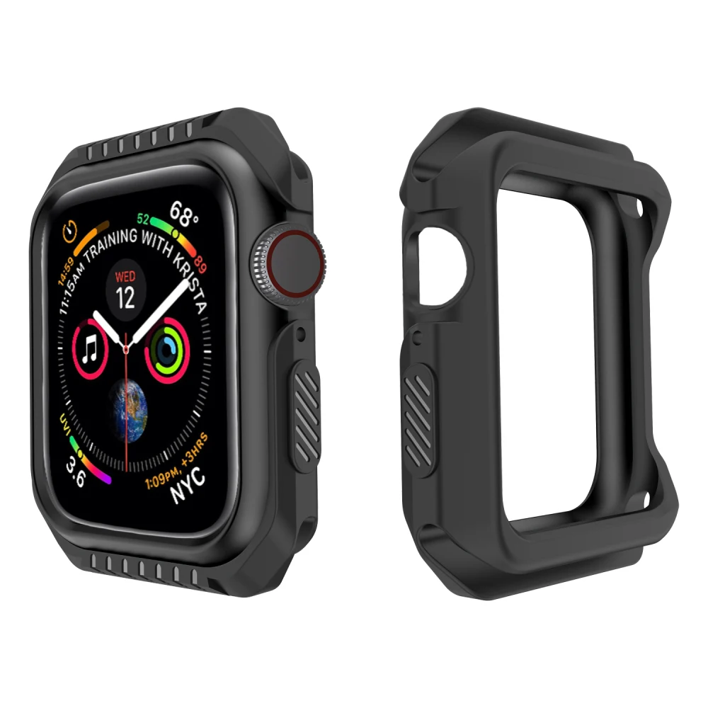 Жесткий защитный чехол из силикона и поликарбоната для Apple Watch 5, 4, 40 мм, 44 мм, защитный чехол-бампер для iWatch Band Series 3, 2, 1, 38 мм, 42 мм