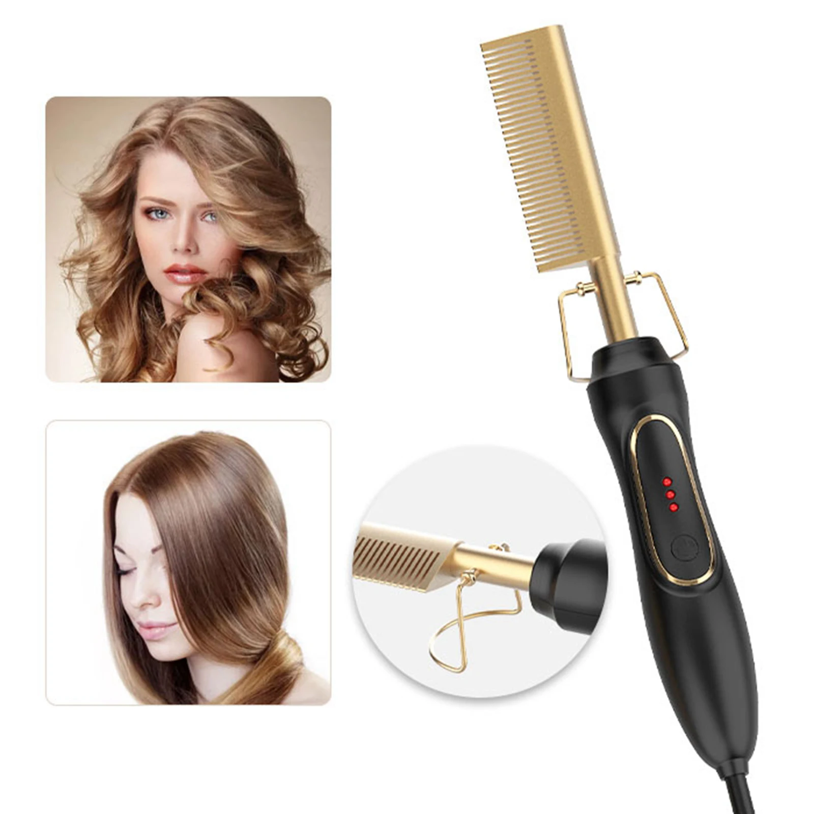 

Travel Hot Comb Electric Heating Comb Security Curling Flat Iron Curlers