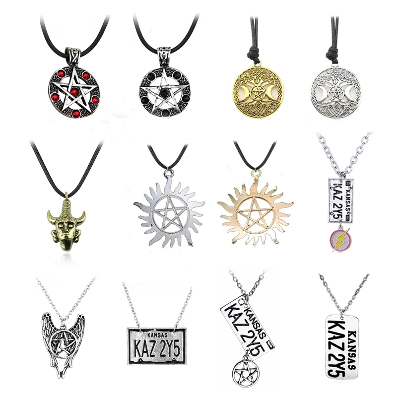 Сверхнатуральное ожерелье античное серебряное подвеска в виде пентаграммы