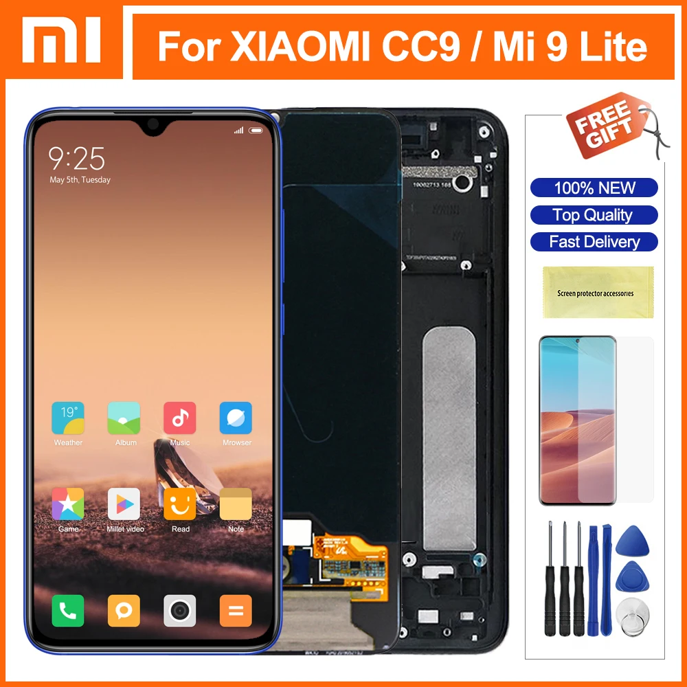 ЖК дисплей Super Amoled для Xiaomi Mi9 Lite сенсорный экран дигитайзер с рамкой в сборе