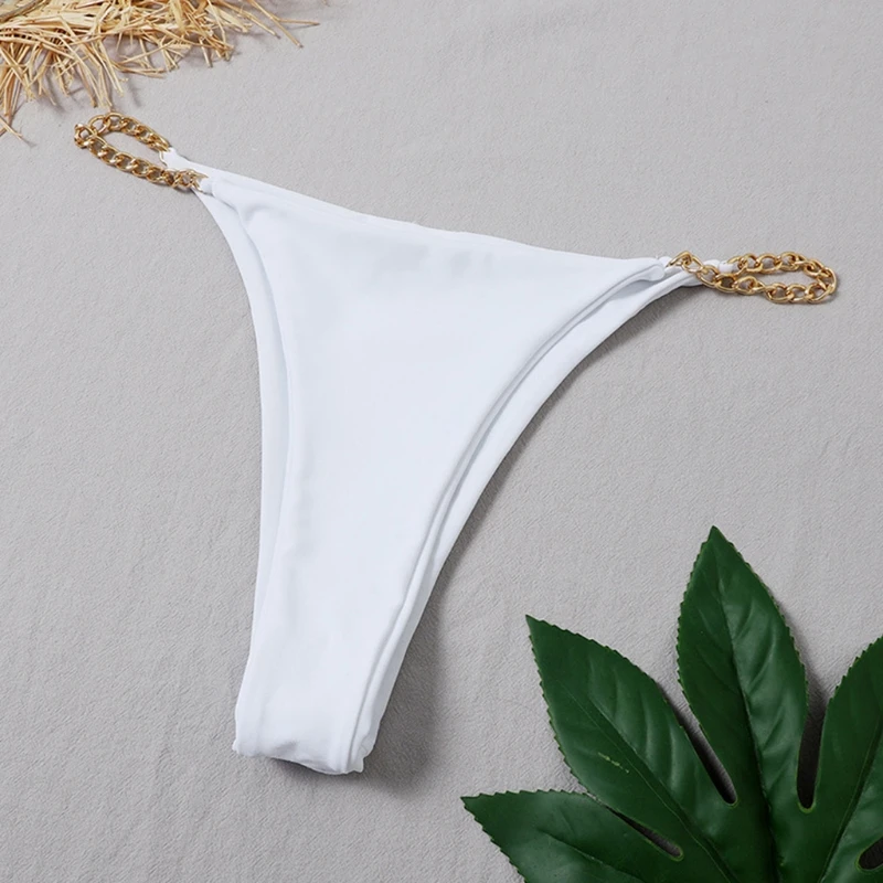 

Fashion Summer Ladies Solid Color Split Swimsuit Pure Color Comfortable Chain Clause Fashion Sexy Swimsuit Beachwear Bikini Set
