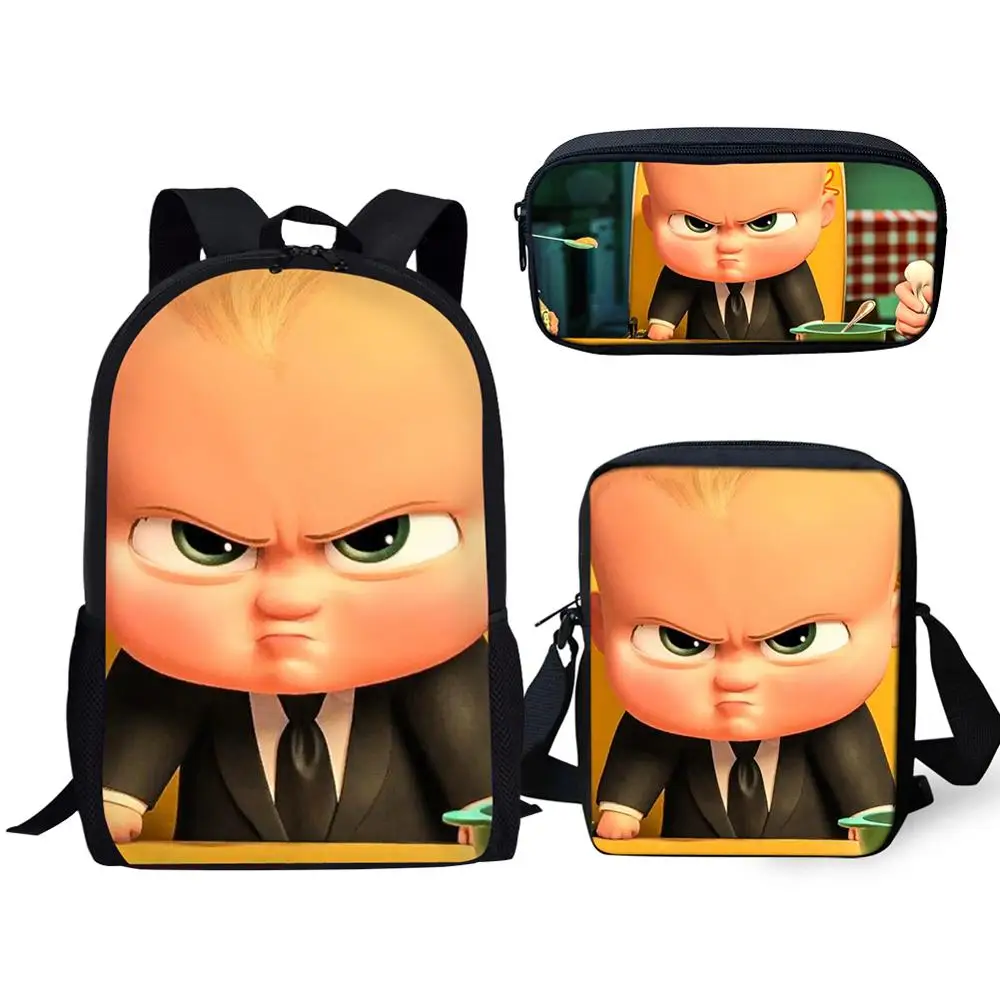 Мультфильм босс детский школьный рюкзак набор/комплект из 3 предметов для