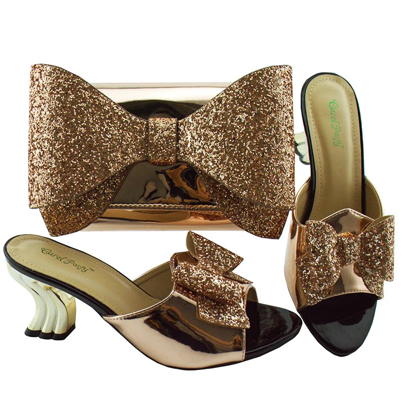 2020 г. Модный женский комплект из обуви и сумки Цвет Шампань Высококачественные