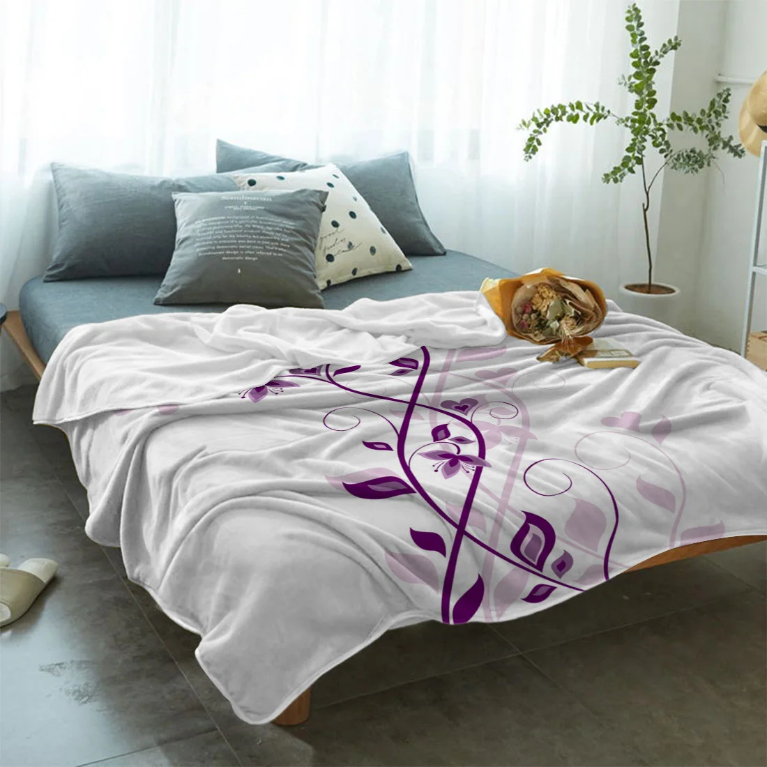 Бабочка цветок лоза белый коралловые флисовые одеяла фланелевые покрывала