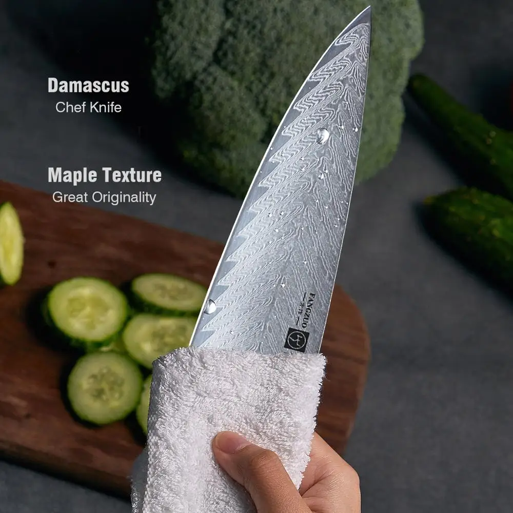 FANGZUO дамасский нож 8 дюймов ручной работы профессиональный поварской VG10 стальной