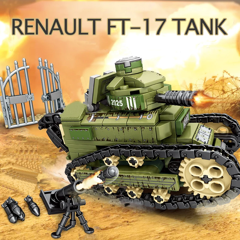 2022 Военная война 2 Империя стали Renault FT17 танк-машина солдаты MOC оружие